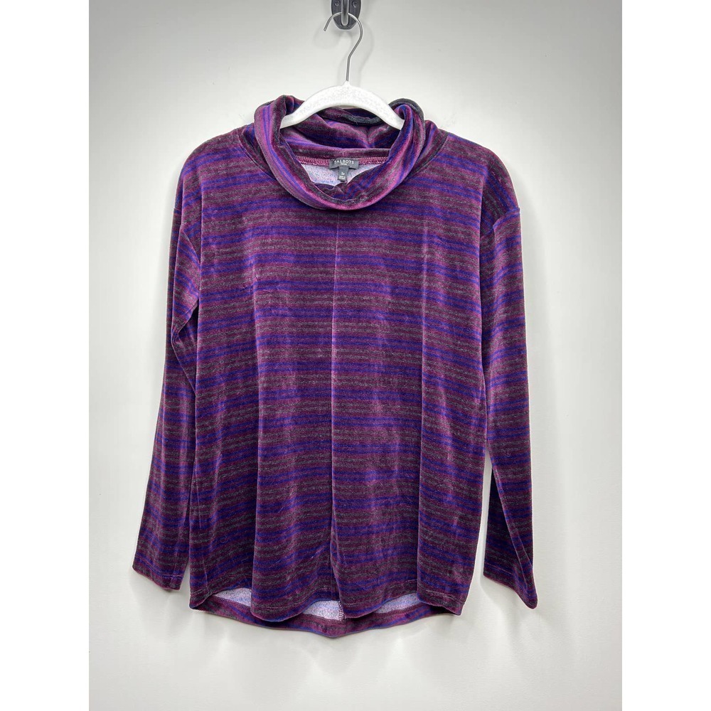 Talbots Petites Striped Velour Turtleneck Shirt Size SP